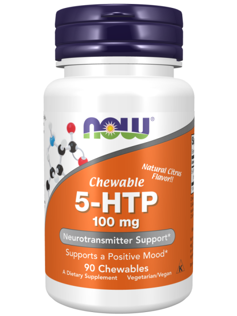 NOW 5-HTP, 100 mg, 90 žvýkacích pastilek